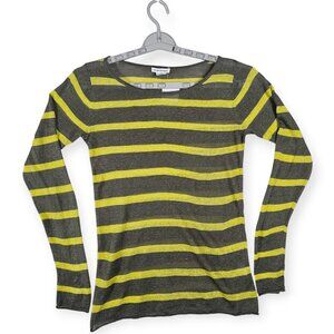 Club Monaco Cory Stripe Sweater Green & Grey Linen Blend Women's Size XS NWT